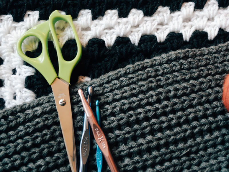 close up of crocheting supplies